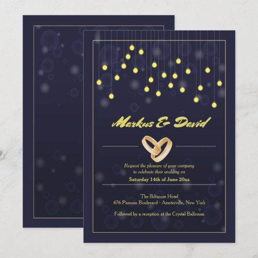 Met deze ring homoseksuele bruiloft uitnodiging (Voorkant / Achterkant)