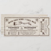 Met deze ring, Vintage Wedding Ticket Uitnodiging (Voorkant / Achterkant)