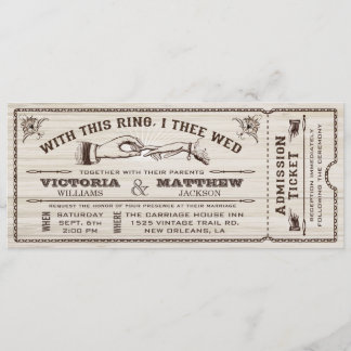 Met deze ring, Vintage Wedding Ticket Uitnodiging