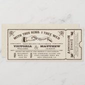 Met deze ring, Vintage Wedding Ticket Uitnodiging (Voorkant / Achterkant)
