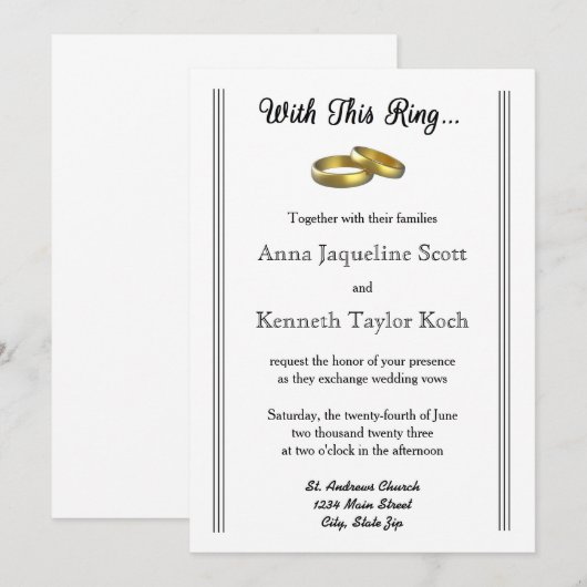 Met deze ring... - Weddenschap Kaart (Voorkant / Achterkant)