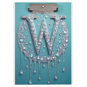 Met diamant bezette W-monogram Klembord
