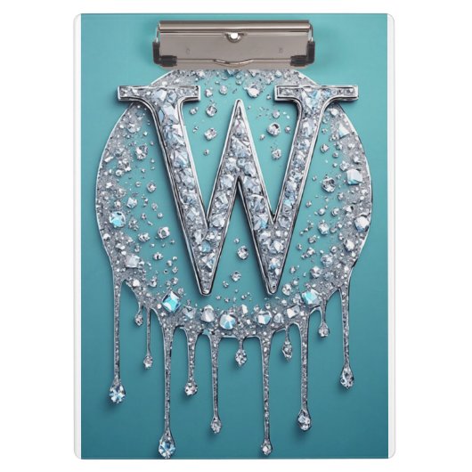 Met diamant bezette W-monogram Klembord (Voorkant)