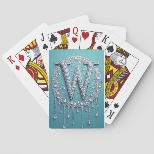 Met diamant bezette W-monogram Pokerkaarten (Achterkant)