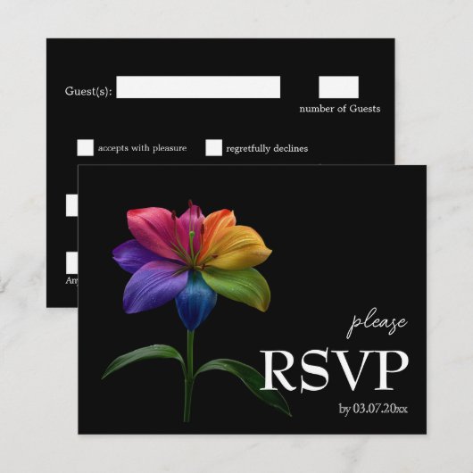 🌈 Met dieetkeuze RSVP Technicolor Love Kaartje (Voorkant / Achterkant)