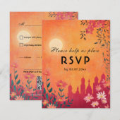 Met dieetkeuze Sunset Serenade Wedding RSVP Kaartje (Voorkant / Achterkant)