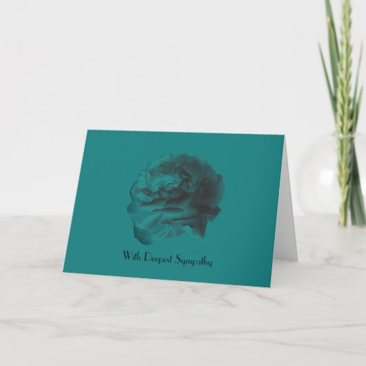 Met diep medeleven, Blauwgroen Roos Kaart (Voorkant)