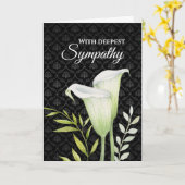 Met diepe sympathie White Calla Lilies Leafy Green Kaart (Gele Bloem)