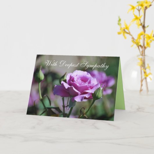 Met diepste sympathie Blank Lavendel Roos Kaart (Gele Bloem)