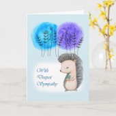 Met diepste sympathie droevige egel die bloemen va kaart (Gele Bloem)