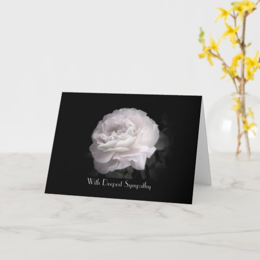 Met diepste sympathie, elegante Bleke roze roos Kaart (Gele Bloem)