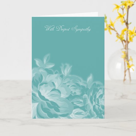 Met Diepste Sympathie in Blauwe en Witte Bloemen Kaart (Gele Bloem)