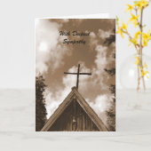Met diepste sympathie, Old Country Church Sepia Kaart (Gele Bloem)