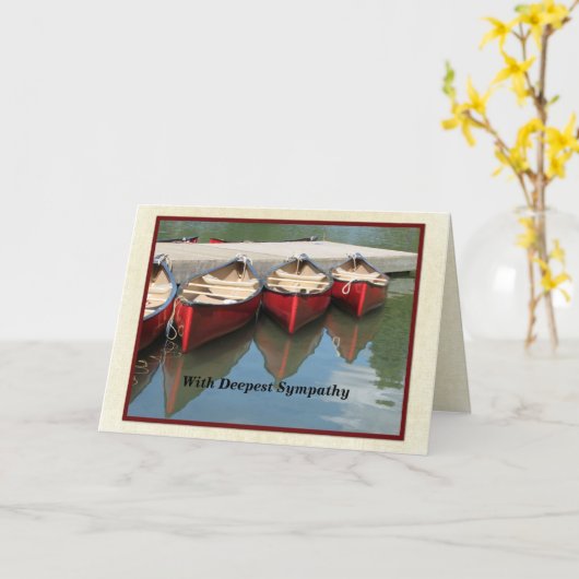 Met diepste sympathie, rode kano's, reflecties kaart (Gele Bloem)