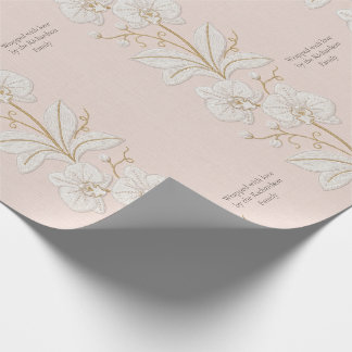 Met Draad Geborduurde Kunst | Ivoor Orchidee Maatw Cadeaupapier