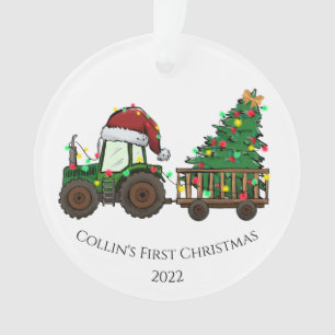 Met Dual Sided Photo & Baby's eerste kersttruck Ornament