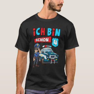 Met Duitse tekst Ich Bin 4 Jahre Jongens politiewa T-shirt