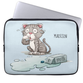 Met een aangepaste Cat-naam en kleurenlaptophoezen Laptop Sleeve