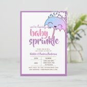 met een Baby-SPRINKLE Kawaii Paarse roze Kaart (Staand voorkant)