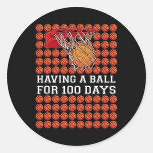 Met een bal van 100 dagen Basketball Kinder Boy Sm Ronde Sticker