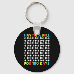 Met een bal voor 100 dagen schoolvoetbal 100th sleutelhanger