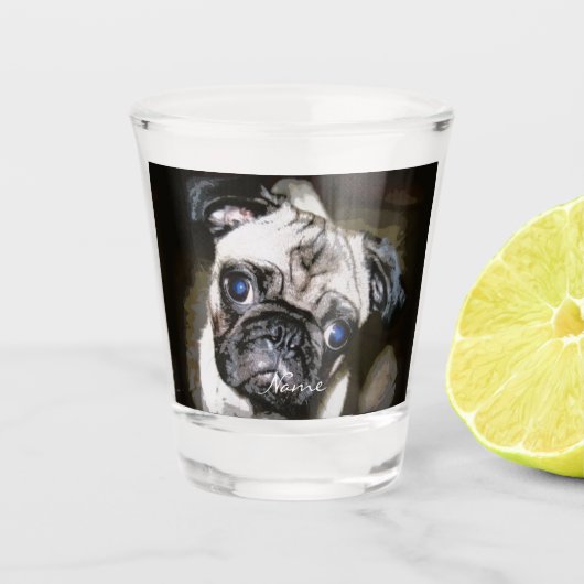 met een blauwe ogen naar beneden shot glas (Voorkant)