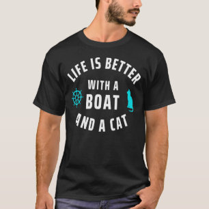 Met Een Boot En Een Kat Kapitein Zeiler Zeevaart T-shirt