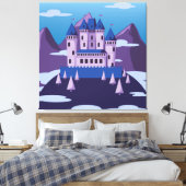 met een fantasikasteel bekleed canvas afdruk (Insitu (Slaapkamer))