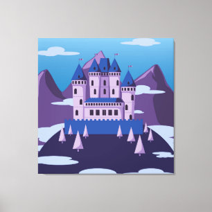 met een fantasikasteel bekleed canvas afdruk