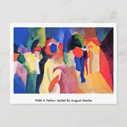 Met een gele jas tegen August Macke Briefkaart (Voorkant)