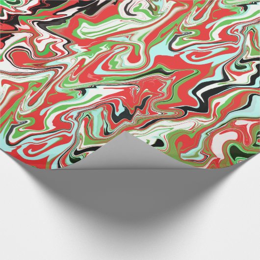 Met een gemarmerd kerstcadeautje rode witte ziren cadeaupapier (Hoek)