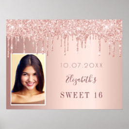 Met een gouden glitter van 16 roos druppelt u op f poster