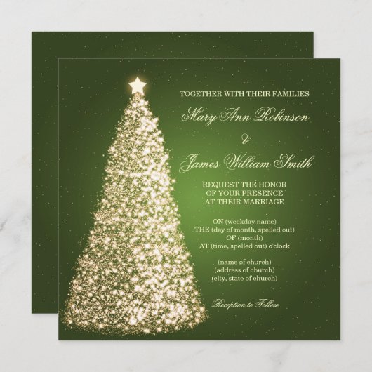 Met een gouden gouden kerstbruiloft kaart (Voorkant / Achterkant)