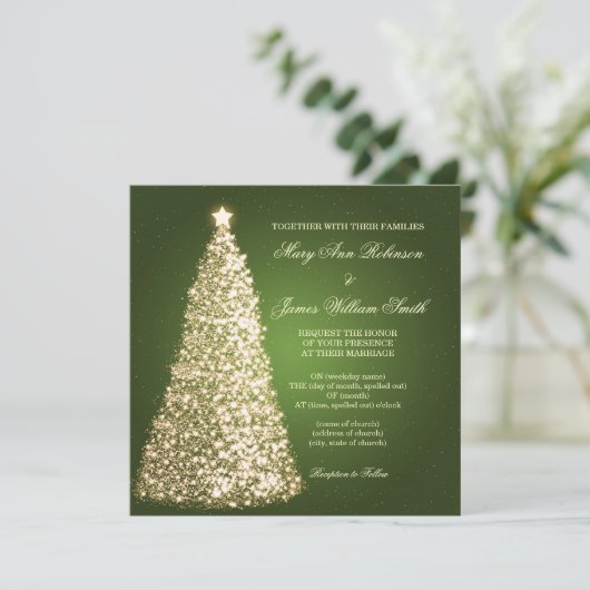 Met een gouden gouden kerstbruiloft kaart (Staand voorkant)