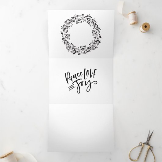 Met een handbeschilderd kerstpine kegel pasta-mult drieluik wenskaart (Binnen)