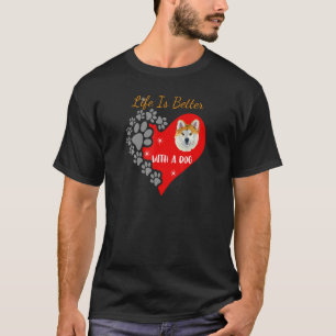 Met een hond Akita Design T-shirt