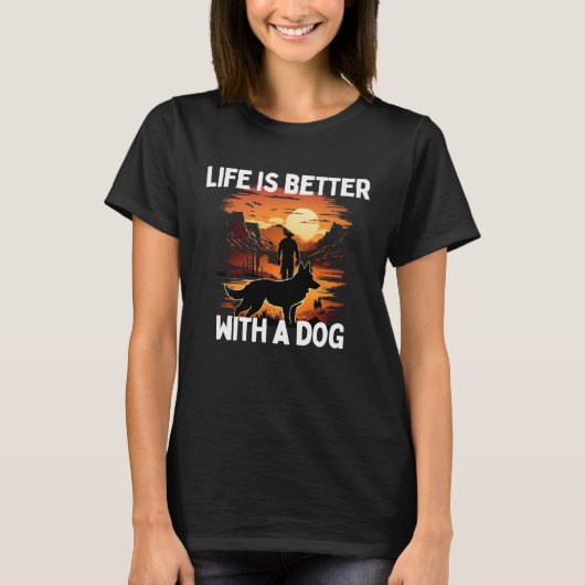 met een hond Duitse herder hond T-shirt (Voorkant)
