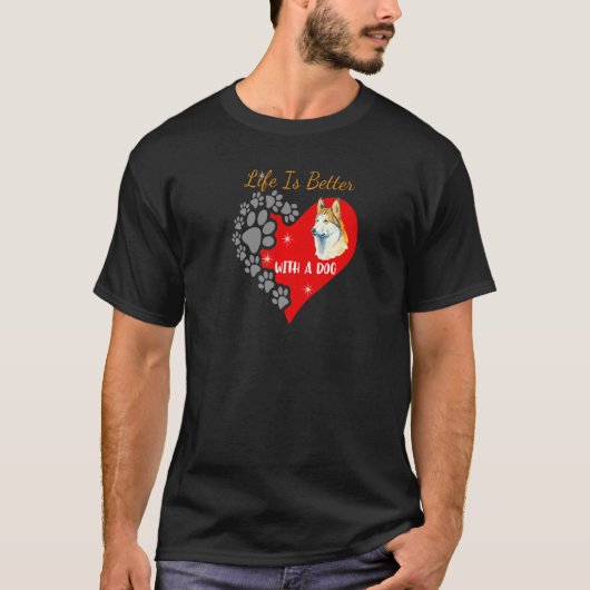Met een hond Husky T-shirt (Voorkant)
