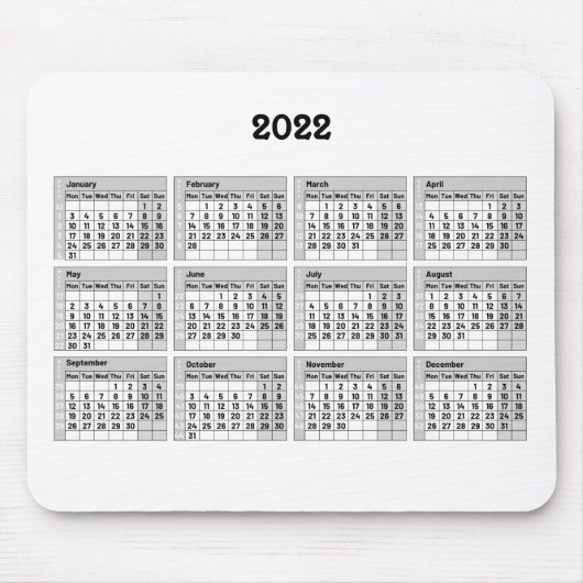 met een kalender- en weeknummering voor 2022 - Mui Muismat (Voorkant)