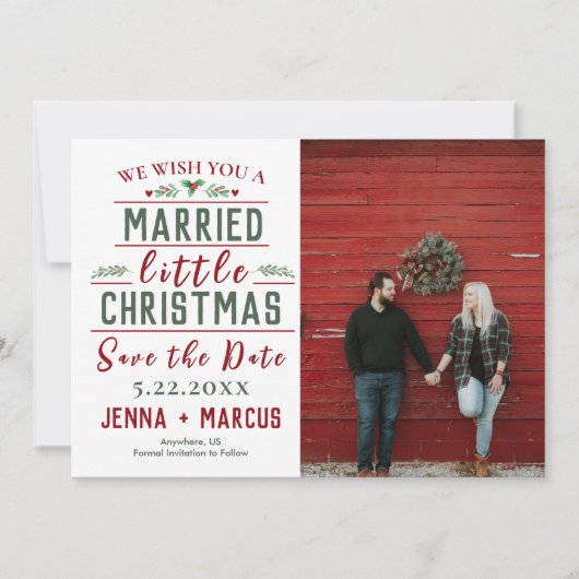 Met een kerstfeest bespaar je de datum save the date (Voorkant)