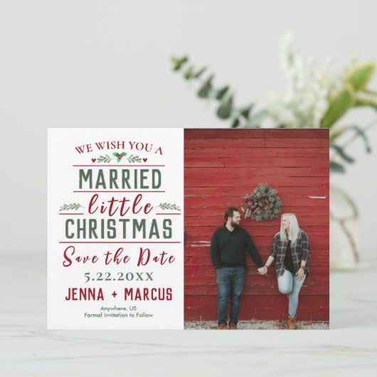 Met een kerstfeest bespaar je de datum save the date (Staand voorkant)