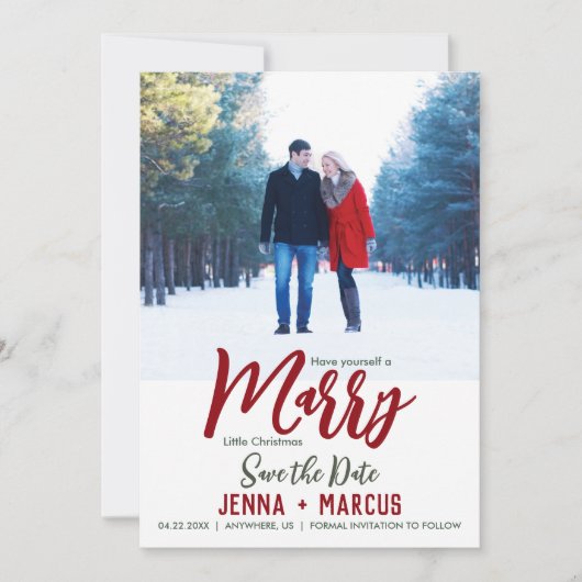 Met een kerstfeest bespaar je de datum save the date (Voorkant)