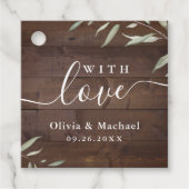 Met een liefdeselegant groen hout, een trouwe brui bedankjes labels (Voorkant)