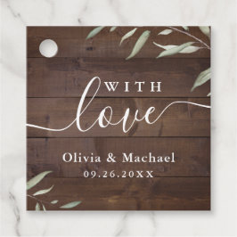 Met een liefdeselegant groen hout, een trouwe brui bedankjes labels