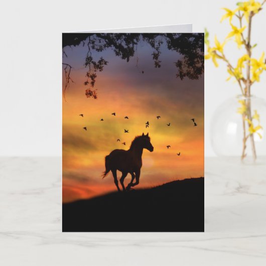 Met een liefhebbende herinneringen voor paardensym kaart (Gele Bloem)