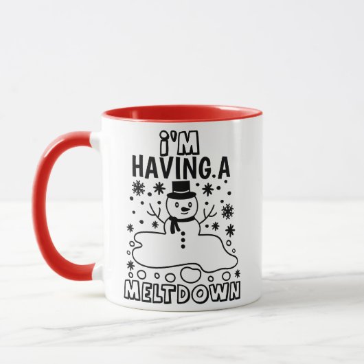 Met een meltdown | Funny Kerstmis Snowman Humor Mok (Links)
