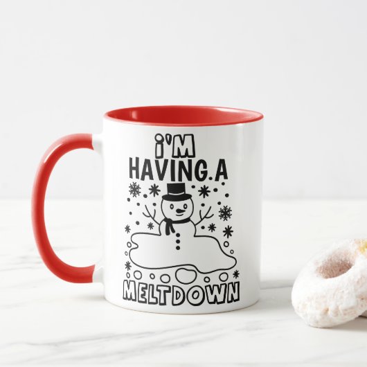 Met een meltdown | Funny Kerstmis Snowman Humor Mok (Met donut)