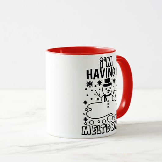 Met een meltdown | Funny Kerstmis Snowman Humor Mok (Voorkant rechts)