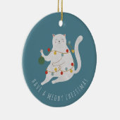 Met een Meowy kerstfeestlampje Keramisch Ornament (Rechts)