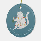 Met een Meowy kerstfeestlampje Keramisch Ornament (Links)
